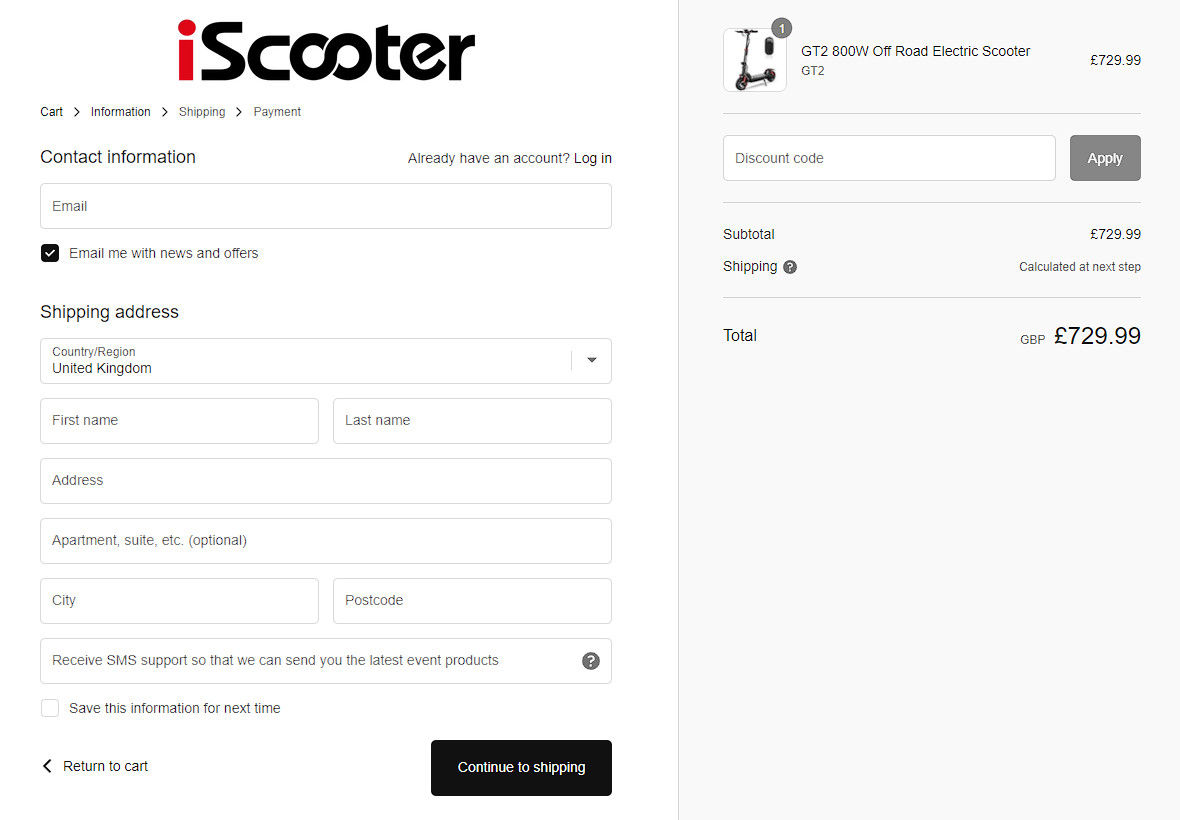 iScooter Discount Code