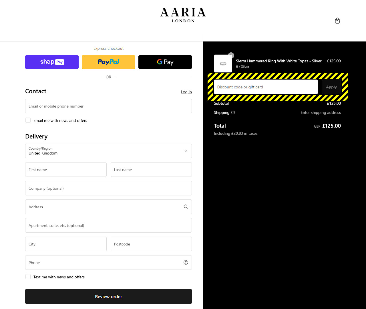 Aaria London Discount Code